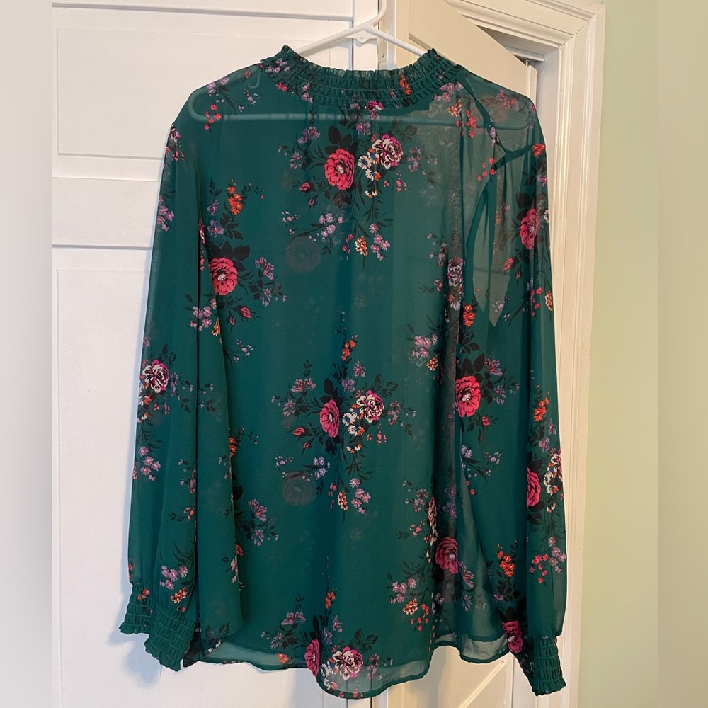 Torrid Dark Green Floral Blouse